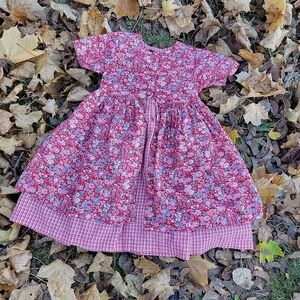 Vintage Girls red floral cotton dress size 4